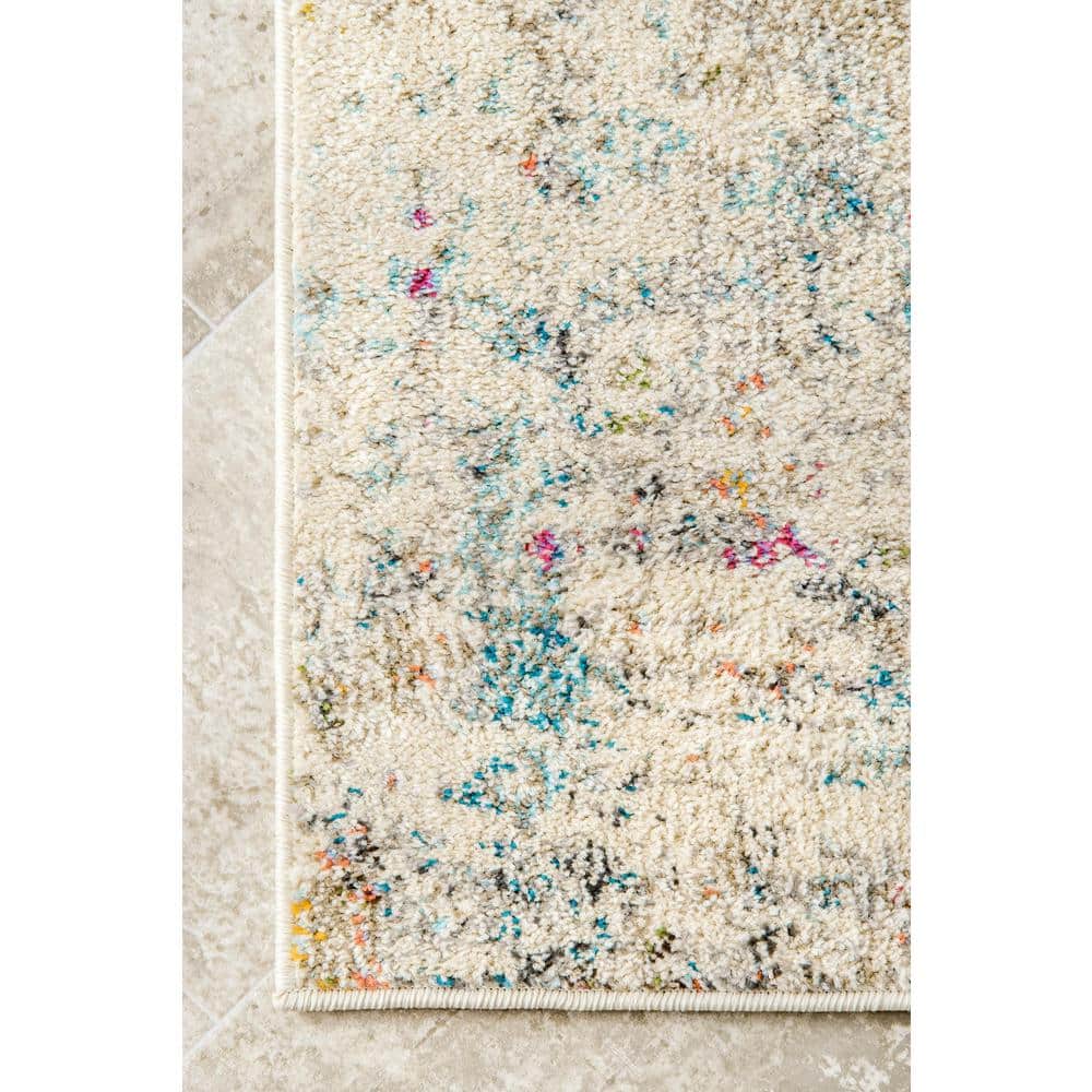 Multicolor Abstract Synthetic Rectangular Area Rug, 3' x 5'