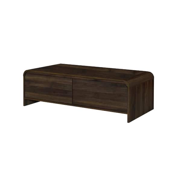 Benjara Maria 23.6 in. Walnut Brown Rectangle Wood Coffee Table with Includes Storage Space