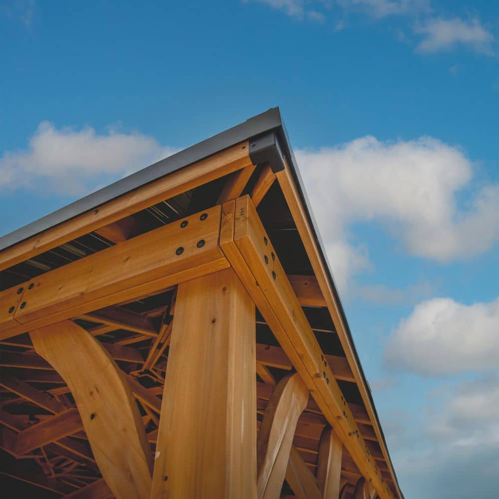Barrington 20' x 12' Cedar Wood Gazebo with Steel Roof