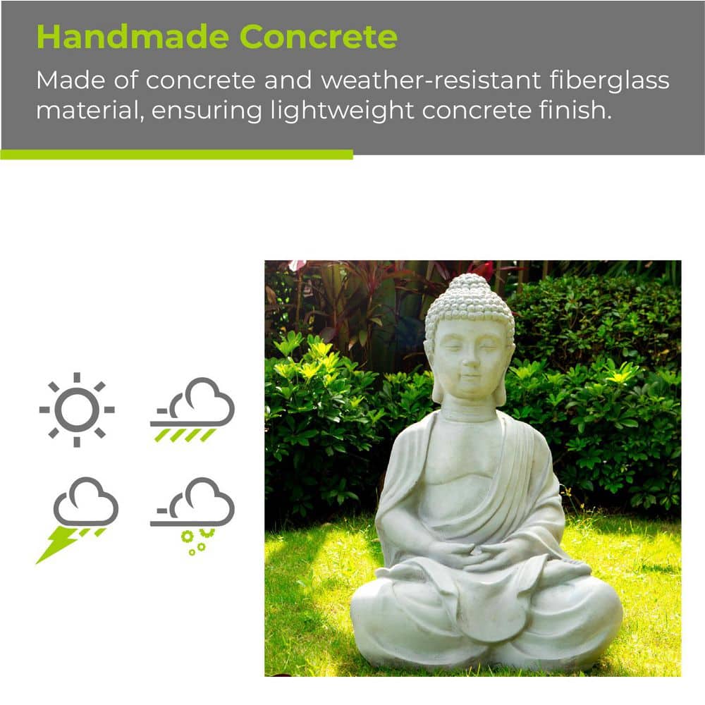 Gray Concrete Sitting Meditating Buddha Garden Statue