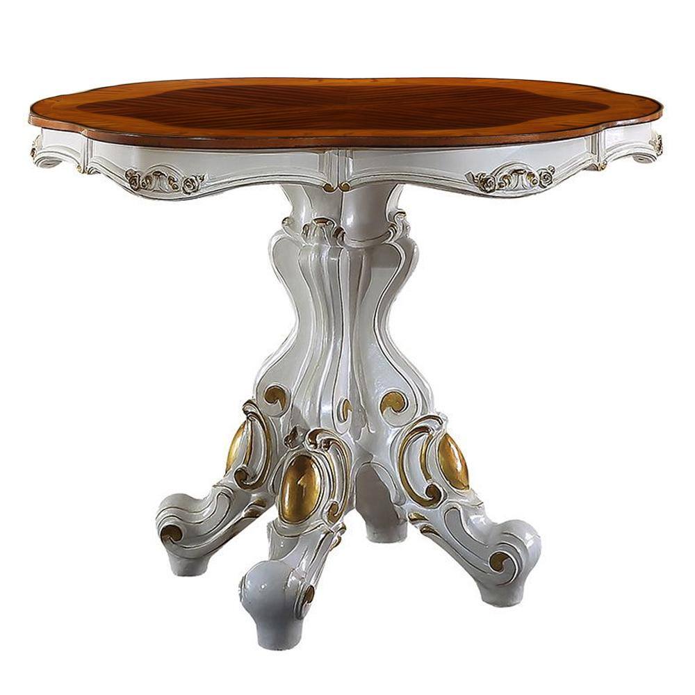 Reclaimed Wood Round Counter Height Dining Table in Antique Pearl