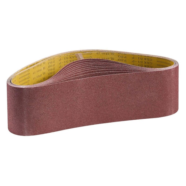 Sanding Belts, 6 x 48-in. Belt Sander Sanding Belts, 10-Pieces 80 Grit Aluminum Oxide for Woodworking, Steel, Aluminum