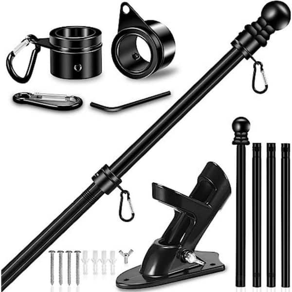 Cubilan Upgraded Flag Pole Kit w/2-Position Bracket Holder and with Spinning Rings - 5 ft. to 6 ft. 1 in. Metal Flagpole Kit