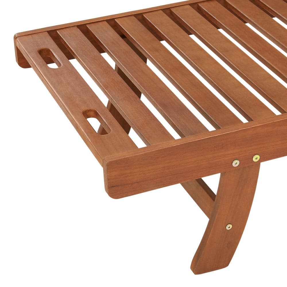 Caspian Eucalyptus Wood Outdoor Reclining Chaise Lounge Set