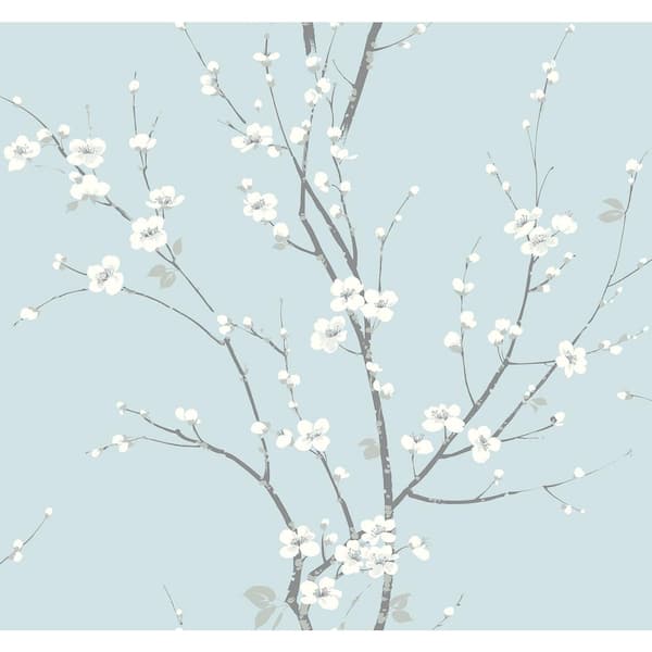 A-Street Prints Monterey Sky Blue Floral Branch Wallpaper Sample