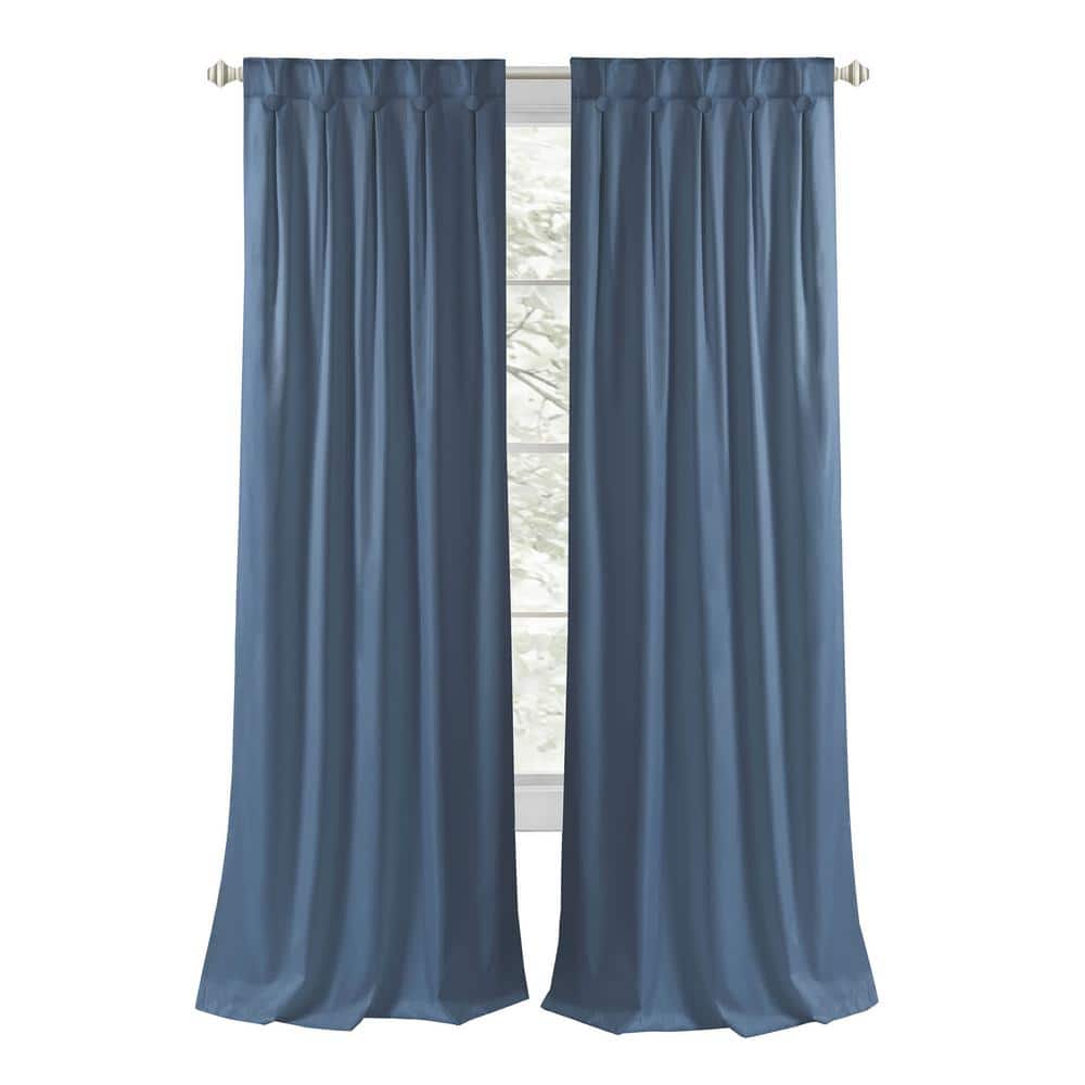Navy Wide Blackout Drapes with Button Detail
