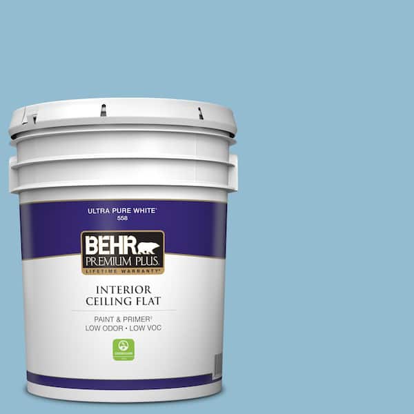 5 gal. #S490-3 Reef Blue Ceiling Flat Interior Paint