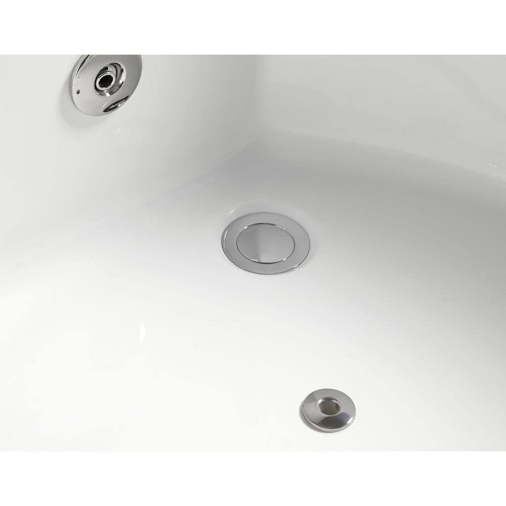59'' White Acrylic Corner Whirlpool Bathtub with Glass Panel