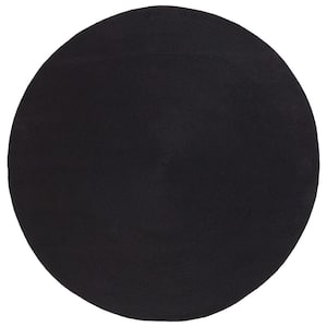 Braided Black 5 ft. x 5 ft. Abstract Round Area Rug