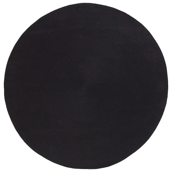 Braided Black 5 ft. x 5 ft. Abstract Round Area Rug