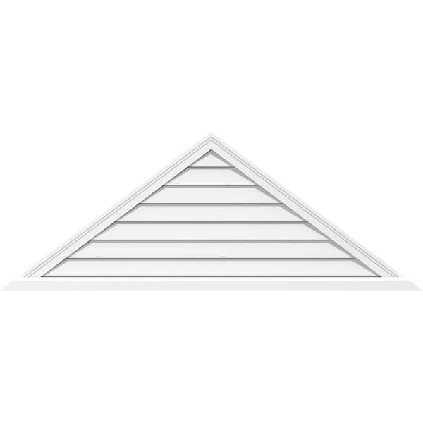 Ekena Millwork 52 in. x 15.125 in. Triangle White PVC Paintable Gable Louver Vent Functional