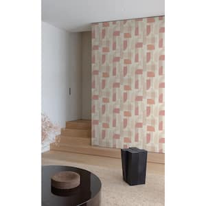 Pink Abstract Shapes Geometric 57 sq. ft. Non-Woven Textured Non-pasted Double Roll Wallpaper R7967