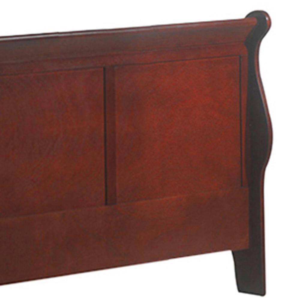Cherry Brown Twin Size Traditional Wood Sleigh Bed