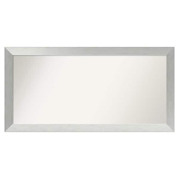 Amanti Art Brushed Sterling Silver 48 in. x 24 in. Custom Non-Beveled Wood Framed Bathroom Vanity Wall Mirror