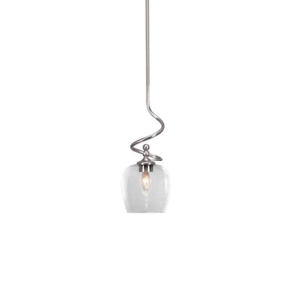 Unbranded Royale 100 W 1-Light Brushed Nickel Standard Mini Pendant Light with Glass Shade