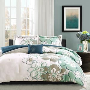 Skylar 4-Piece Blue/Grey Full/Queen Comforter Set