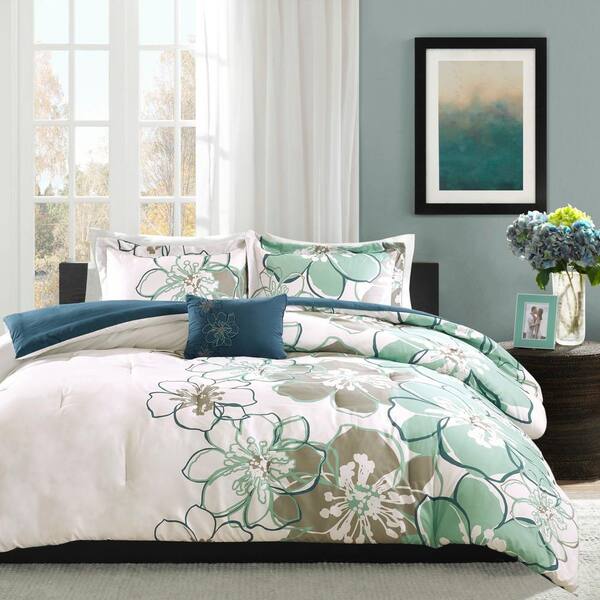 Mi Zone Skylar 4-Piece Blue/Grey Full/Queen Comforter Set