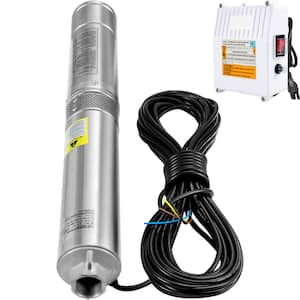 Deep Well Submersible Pump 3HP 230V/60H, 37GPM 640 ft. Head with 33 ft. Cord and External Control Box, Stainless Steel