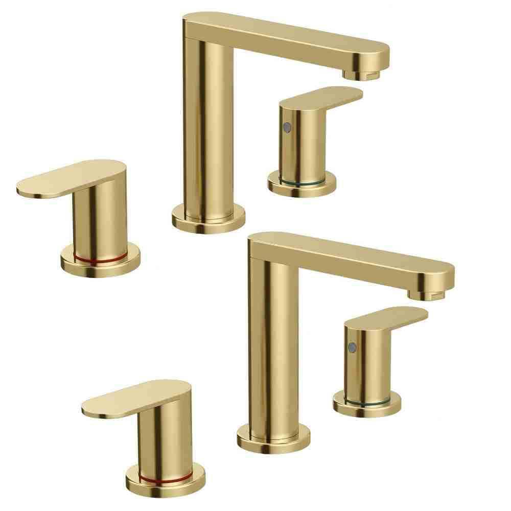 8 in. Waterfall Widespread 2-Handle Bathroom Faucet with Pop-Up Drain Assembly in Brushed Gold (2-Pack) price history on PriceWatchPro