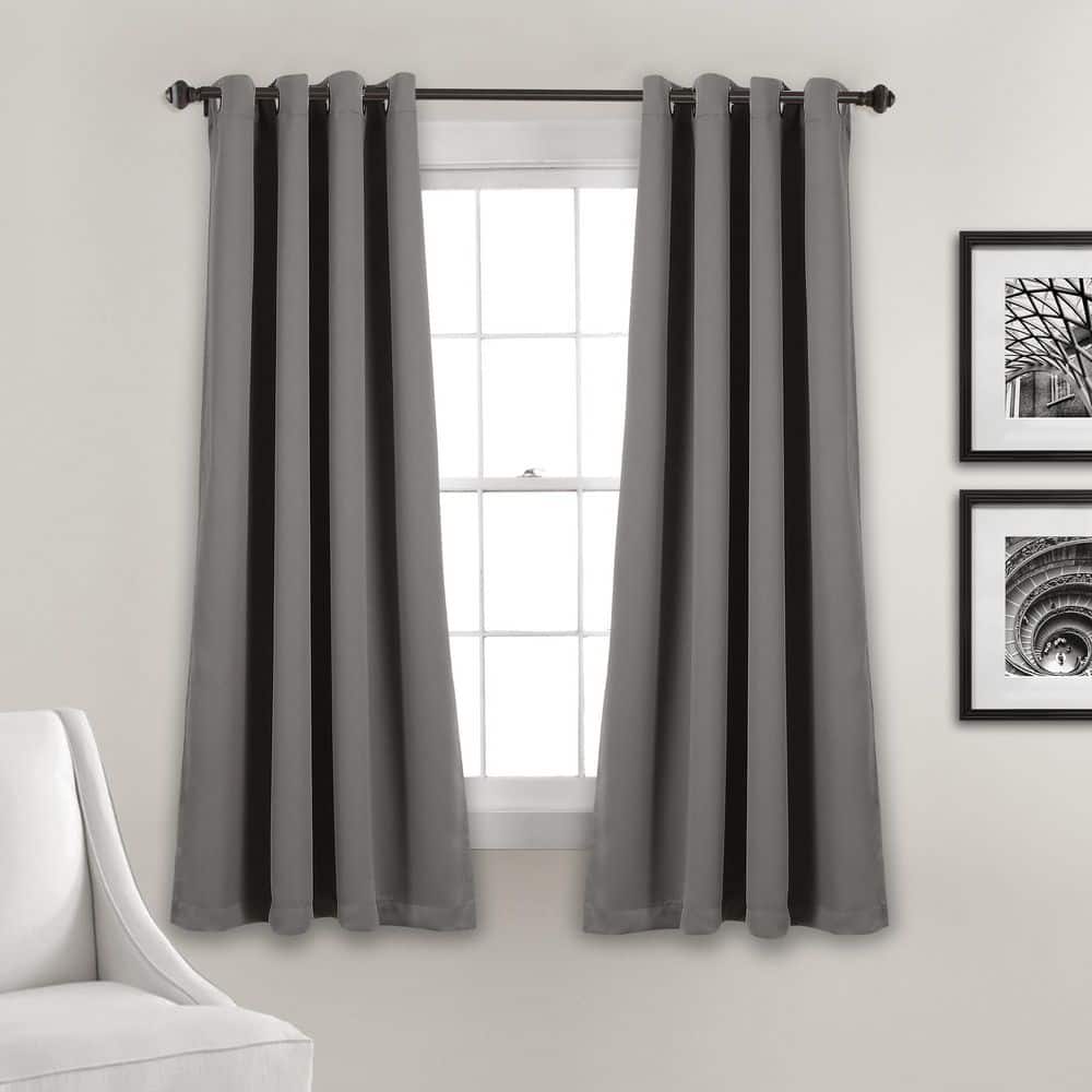 Dark Gray Polyester Blackout Grommet Window Panels, 52" x 45"