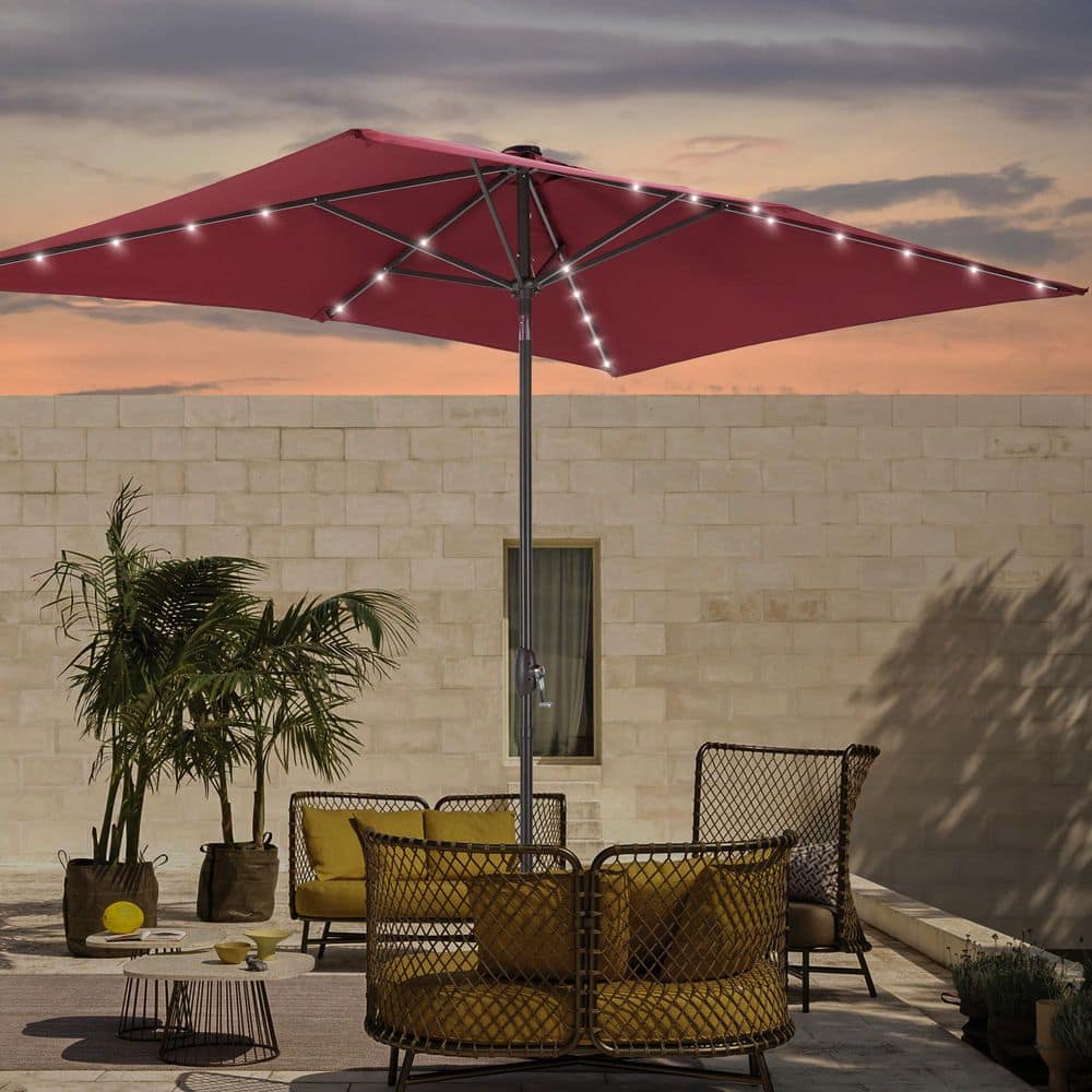 belham living 6.2 x 9.6 ft rectangular patio umbrella BILEK 6 9ft Outdoor Market Umbrella, Waterproof Tilt Umbrella with Crank and Push Button Tilt, Quick Installation, Best Choice for Garden, Lawn, Deck, Backyard & Pool allows you to adapt to the suns position throughout the day SAFAVIEH Gebbine Elegant 9-Foot Umbrella