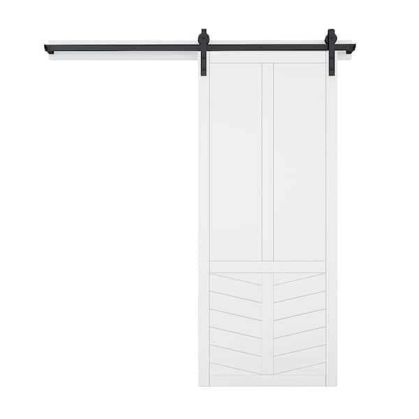 VeryCustom 36 in. x 84 in. The Robinhood Primed Wood Sliding Barn Door with Hardware Kit
