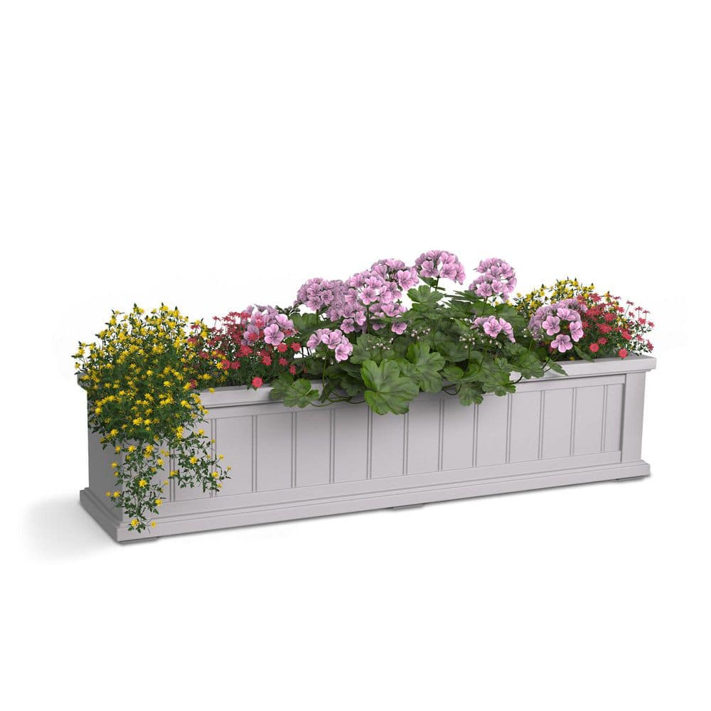 Cape Cod 48" White Polyethylene Self-Watering Window Box Planter
