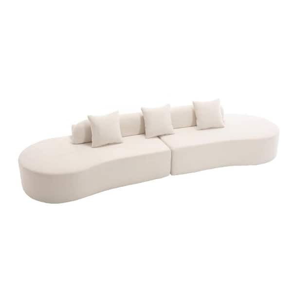 Z-joyee 130.5 in Wide Armless Polyester Curved Modern Upholstered Sofa in Beige