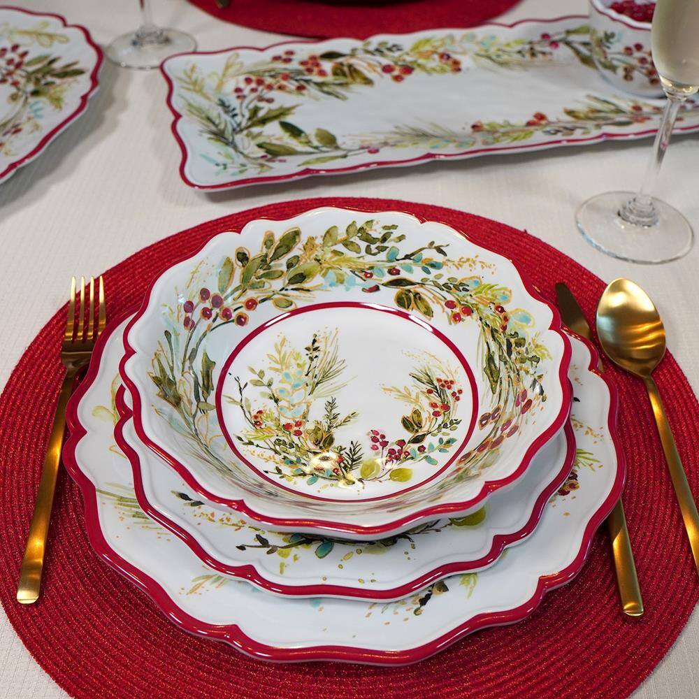 Flores Vibrant Floral Melamine Dinnerware Set, Service for 4