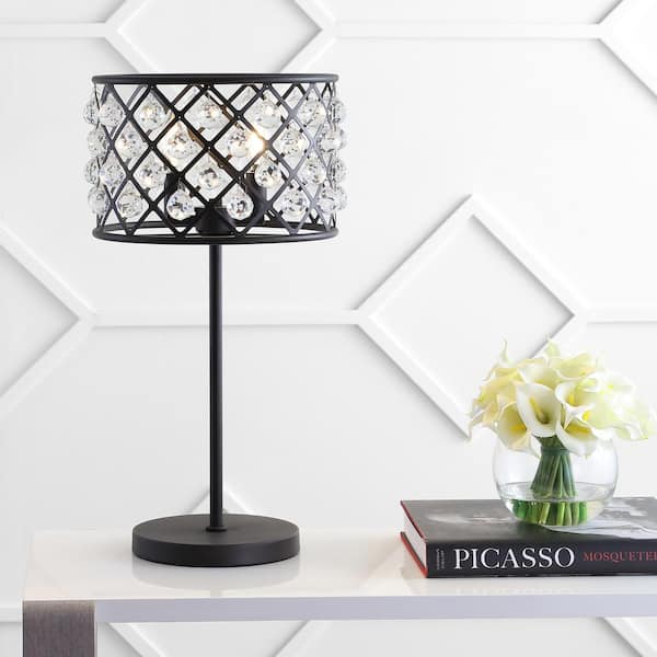 JONATHAN Y Gabrielle 22.5 in. Oil Rubbed Bronze Metal/Crystal LED Table Lamp