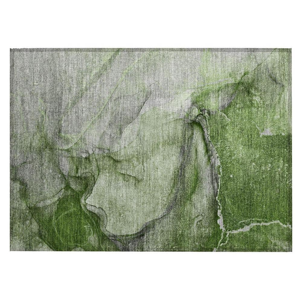 Olive Green 2 ft. x 3 ft. Woven Abstract Polyester Rectangle Indoor/Outdoor Area Rug price history on PriceWatchPro