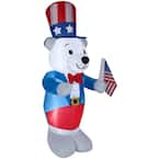 27.17 in. W x 30.32 in. D x 72.05 in. H Inflatable Airblown Fourth of July White Bear