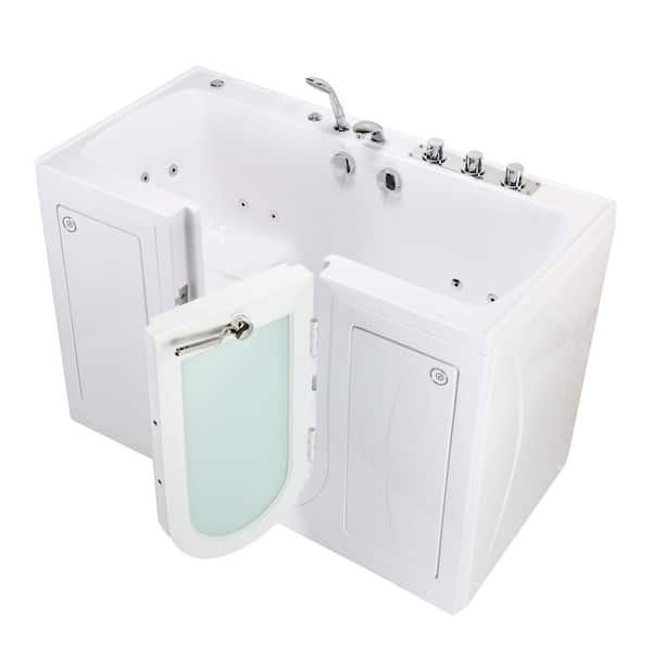 Ella Tub4Two 60 in. Acrylic Walk-In Whirlpool Bathtub in White, RH Outward Door, Heated Seat, Thermostatic Faucet, Dual Drain