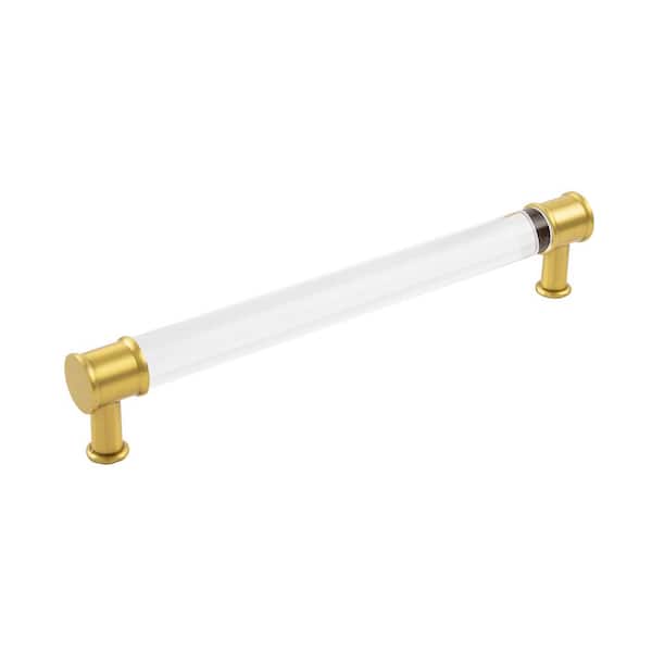 HICKORY HARDWARE Midway Collection 192mm (7-1/2 in.) C/C Crysacrylic with Brushed Golden Brass Cabinet Drawer & Door Pull