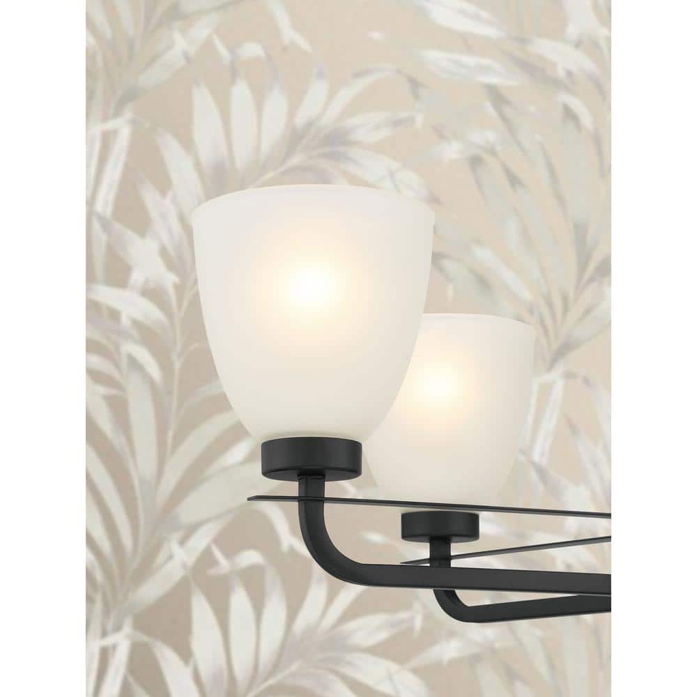 Mini Coal Black 5-Light Chandelier with Etched Glass Shade