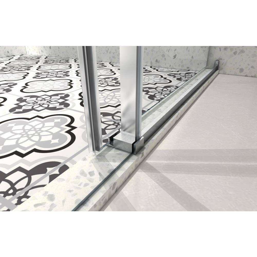 60" Matte Black Frameless Sliding Shower Door with Clear Glass
