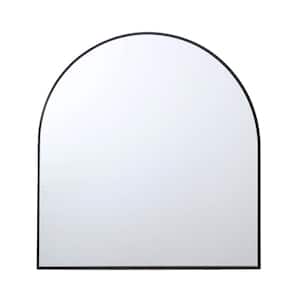 34 in. x 36 in. Modern Home, Matte Black Metal Decorative Arched Mirror
