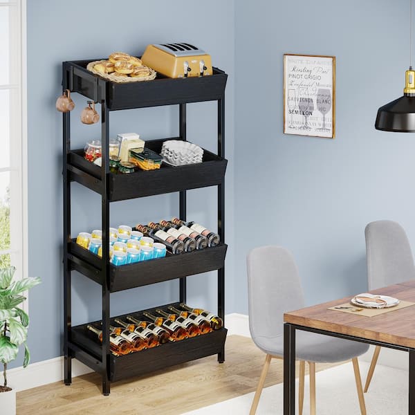 BYBLIGHT Ahlivia Black 29 in. W Display Cabinet Wood Fruit