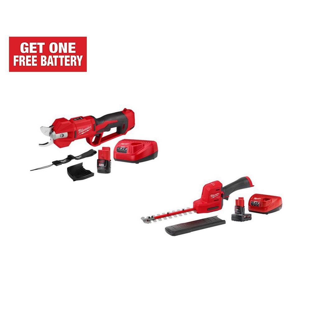 Milwaukee M12 FUEL 12V Brushless Cordless Brushless Cordless Pruner w/M12 8 in. Hedge Trimmer, 4