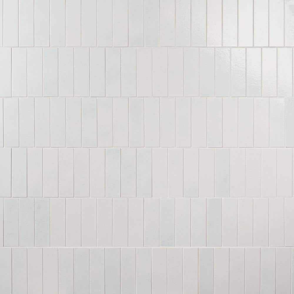 Cotton Glossy White Lava Stone Subway Wall Tile 2" x 8"