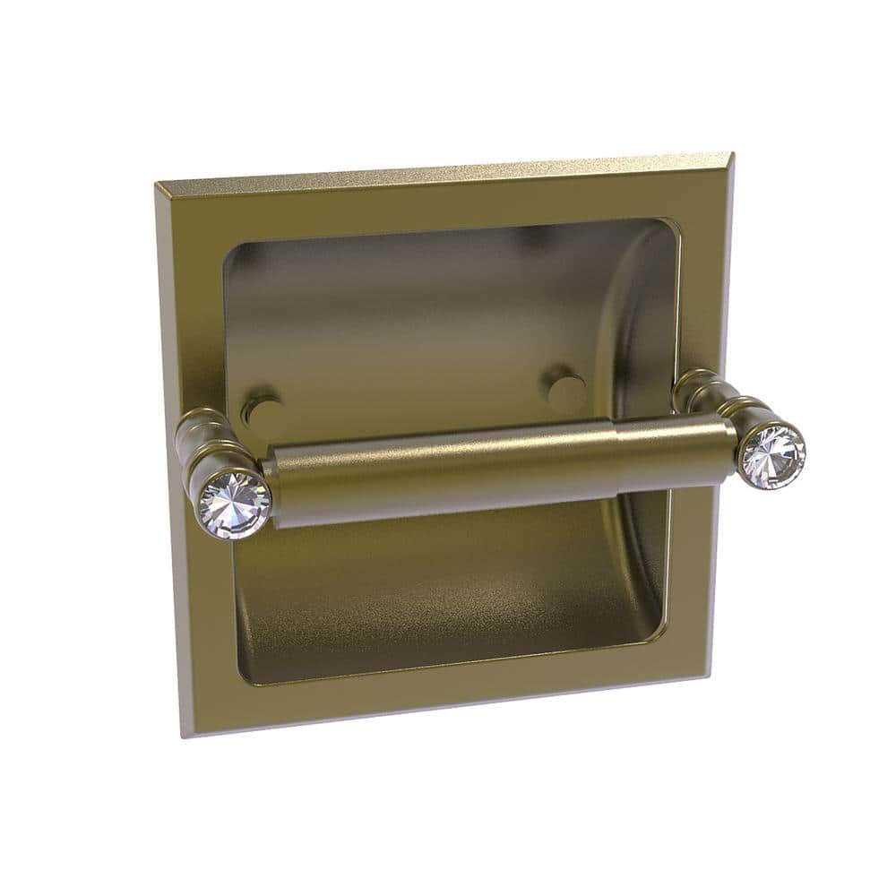 Carolina Crystal Recessed Toilet Paper Holder in Antique Brass -  Allied Brass, CC-24C-ABR