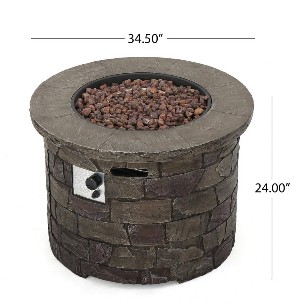 Stillwater 33" Circular Natural Stone Gas Fire Pit