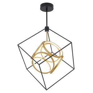 Luxury 29-Watt Integrated LED Black and Gold Modern Hanging Pendant Chandelier Light Fixture for Dining Room or Kitchen