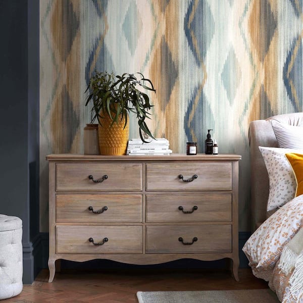 Abstract Ikat Orange Wallpaper