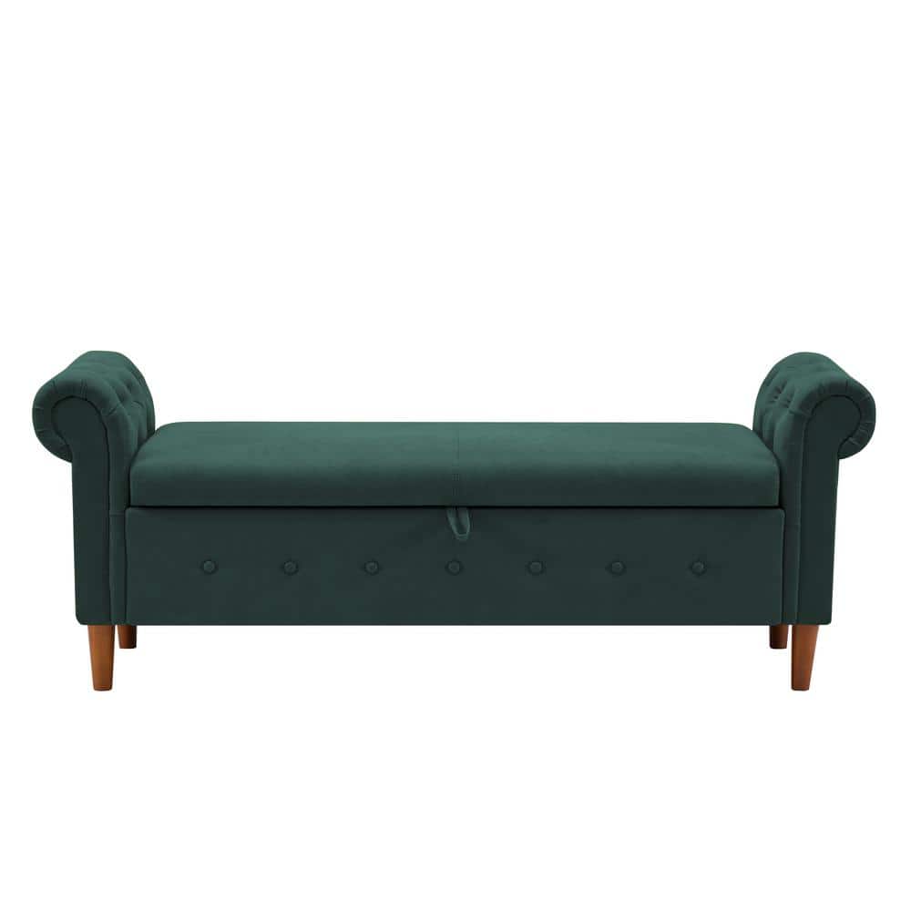 Yangming 22 in. Bedroom Bench Rectangular Linen Upholstered Flip Top ...