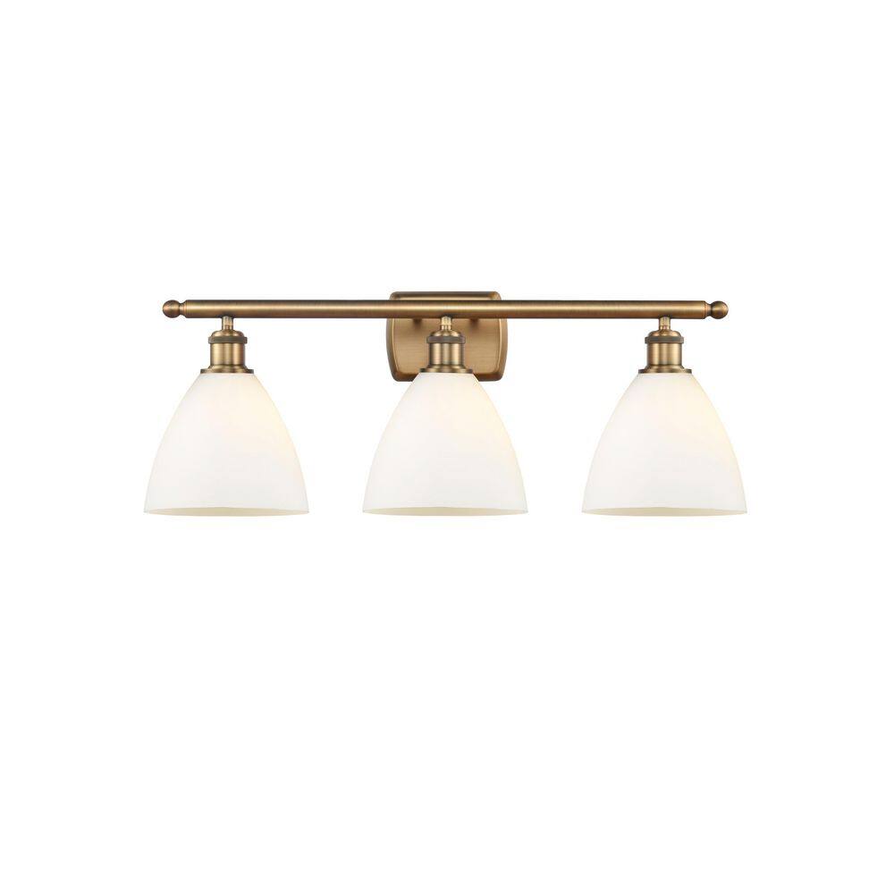 Bristol Glass 28 in. 3-Light Brushed Brass Vanity Light with Glass Shade price history on PriceWatchPro