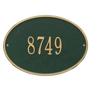 Hawthorne Standard Oval Green/Gold Wall 1-Line Address Plaque