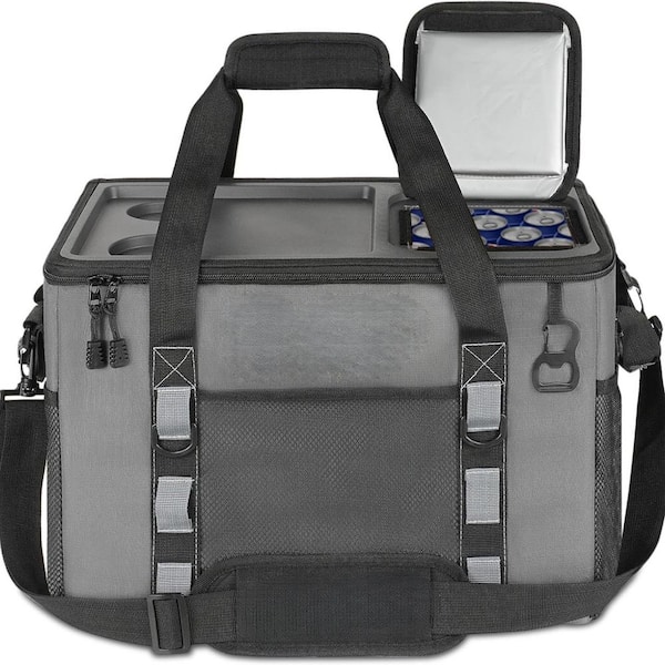 42 qt. Soft and Hard Shell Cooler Bag with Cup Holders, 40L/70 Cans, Insulated Leakproof, Collapsible for Travel Camping