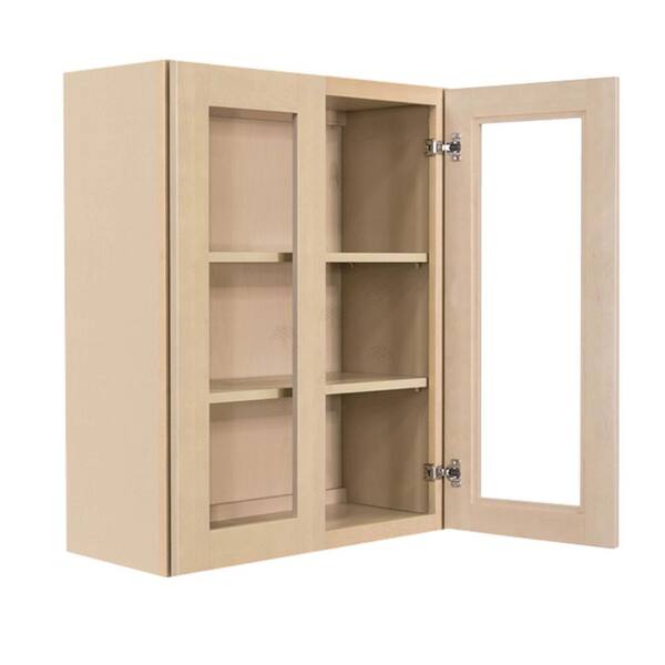 LIFEART CABINETRY Lancaster Shaker Assembled 30x36x12 in. Wall Mullion Door Cabinet with 2 Doors 2 Shelves in Stone Wash