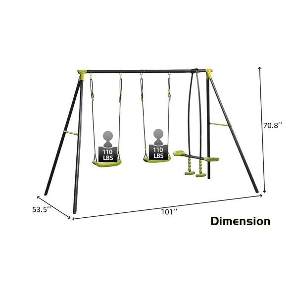 FaB　　Swing Big RF ３枚セット Bon Furni Metal Green and Black Outdoor Three Seat Swing
